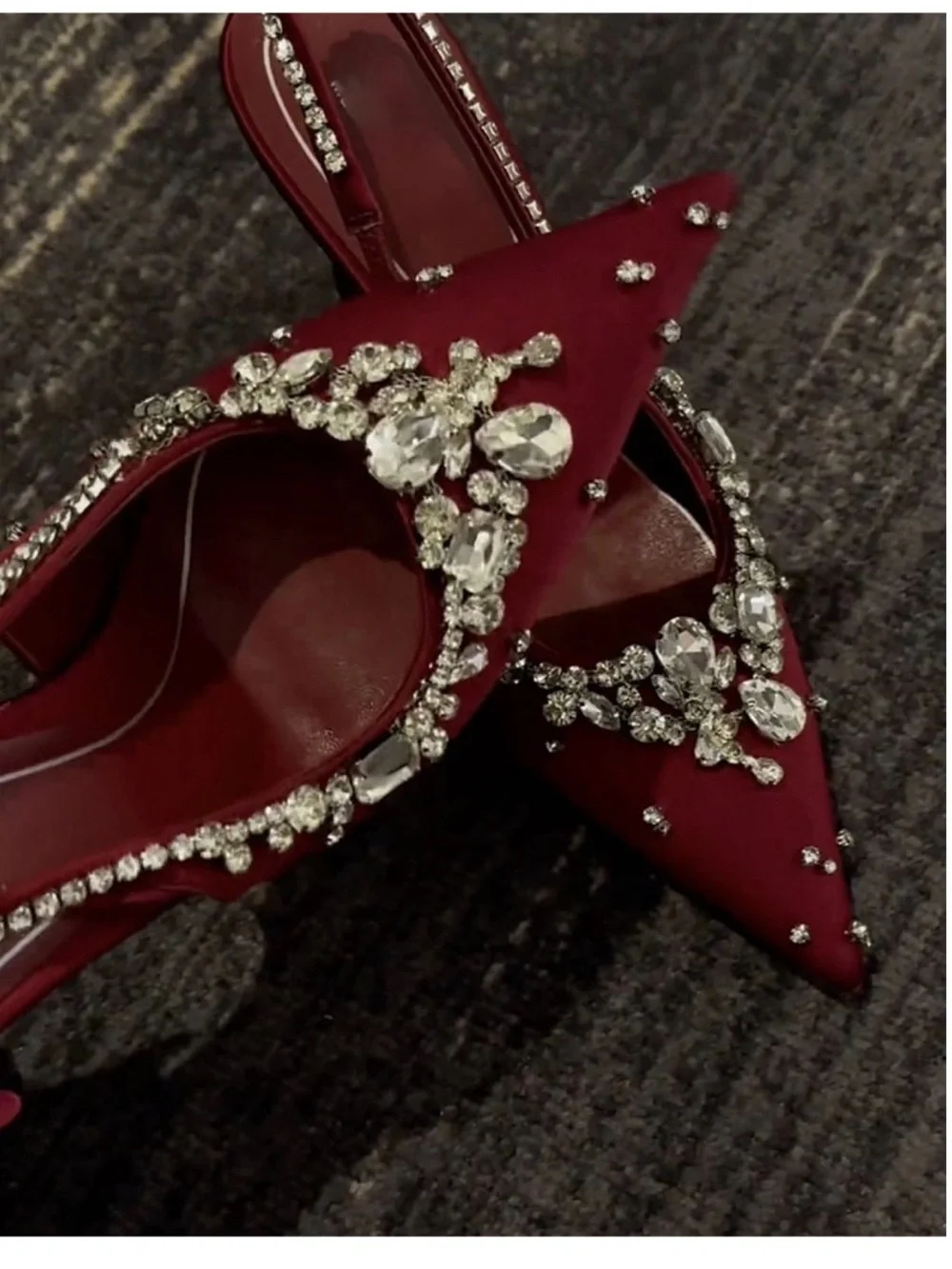 A Classy Chic Boutique Red Crystal-Embellished Slingback Pump